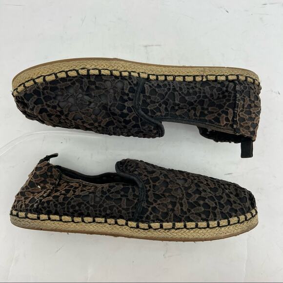 TOMS (8.5) Womens Brown Jacquard Floral Lace Espadrille Slip On Flats - Picture 2 of 13